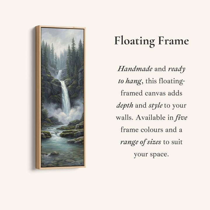 Pine Forest Falls Large Wall Art Framed Canvas Print Living Room