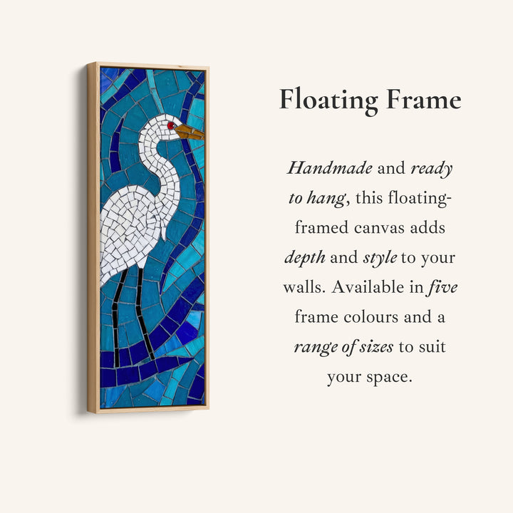 Mosaic White Bird Wide Canvas Vertical Canvas Print Living Room