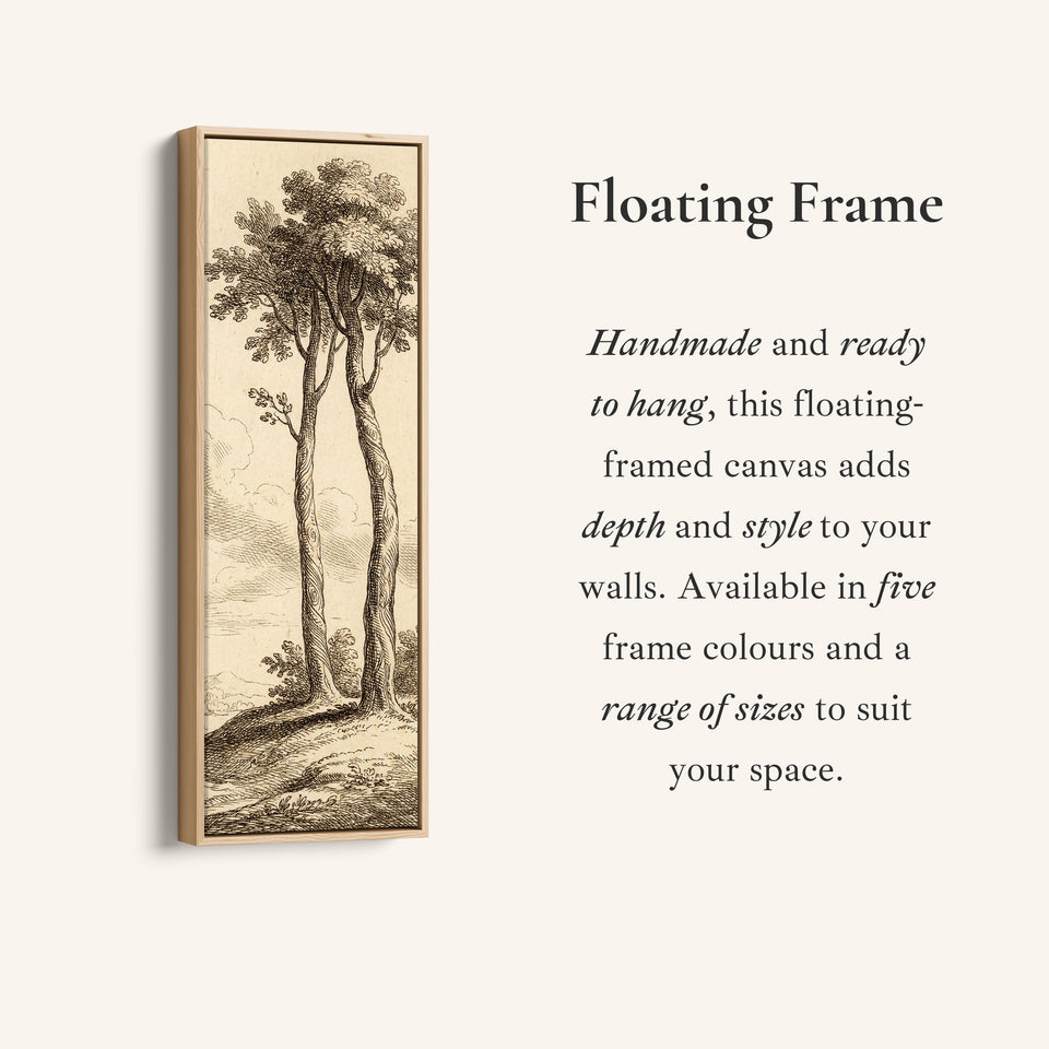 Long Wall Art Vintage Tree Illustration Canvas Print Hallway