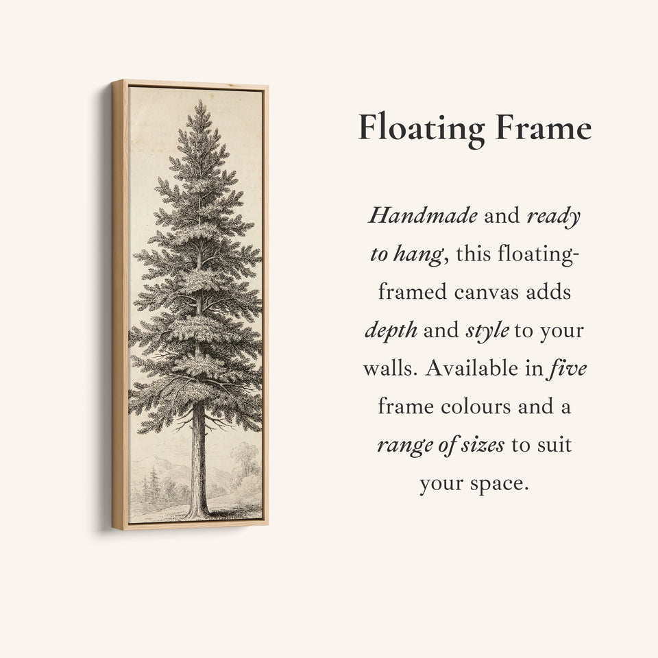 Vintage Pine Tree Long Wall Art Engraving Print Hallway