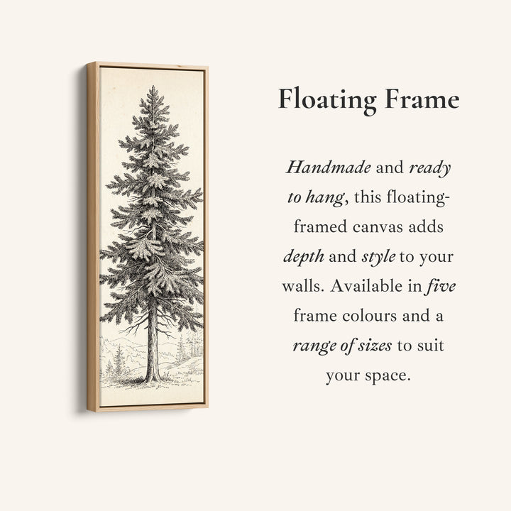 Vintage Pine Illustration Vertical Wall Art Wide Canvas Office