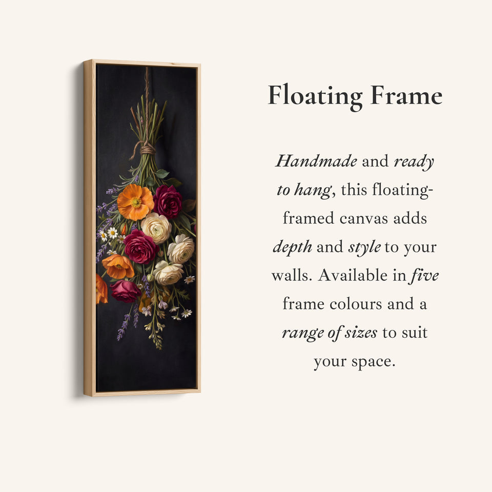 Hanging Flowers Vertical Wall Art Botanical Canvas Hallway