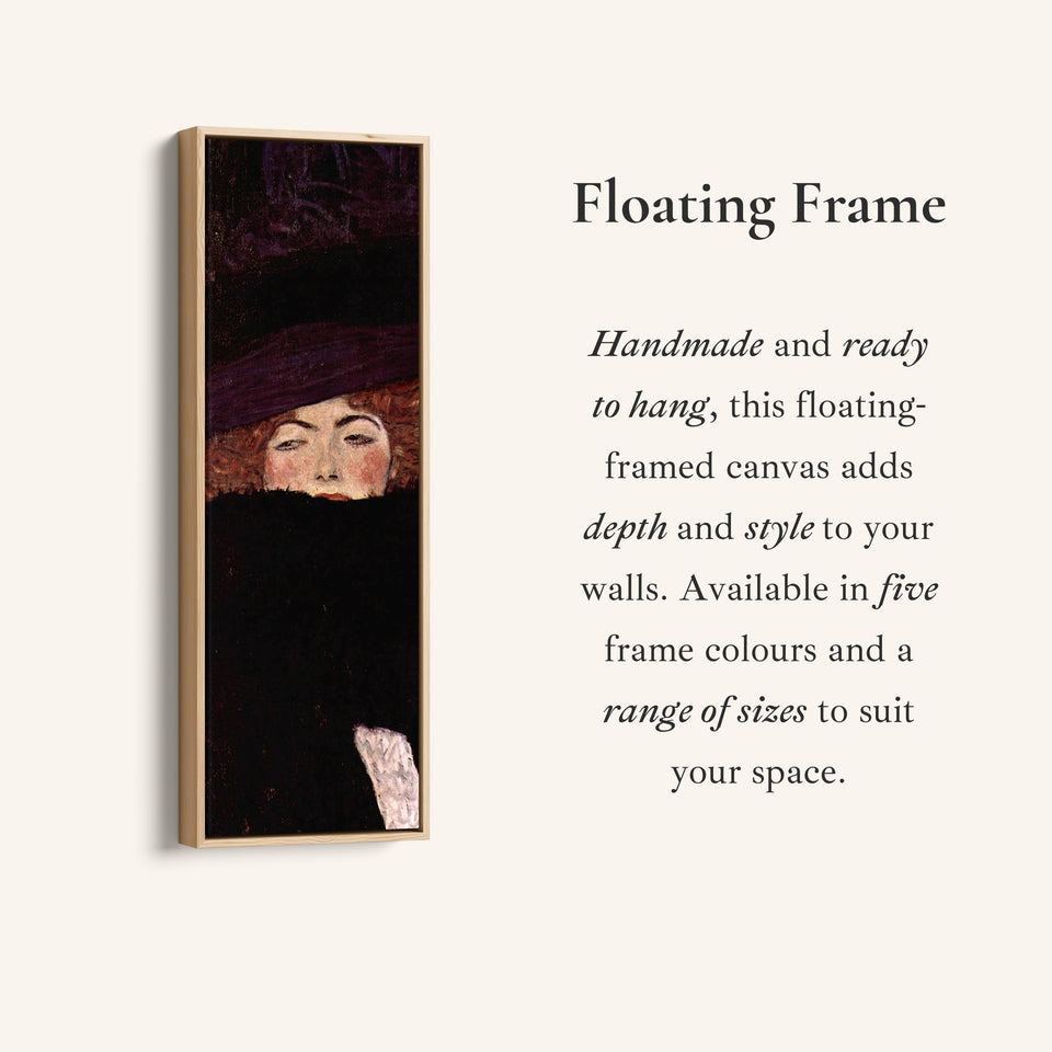 Gustav Klimt Vertical Wall Art Lady With Hat Portrait For Bedroom