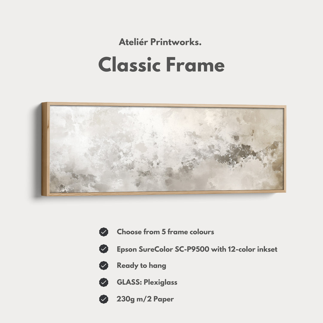 Abstract White & Grey Panoramic Long Narrow Wall Art - H0026