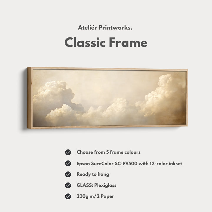 Long Horizontal Vintage Cloud Artwork Above Bed Wall Art - H0051