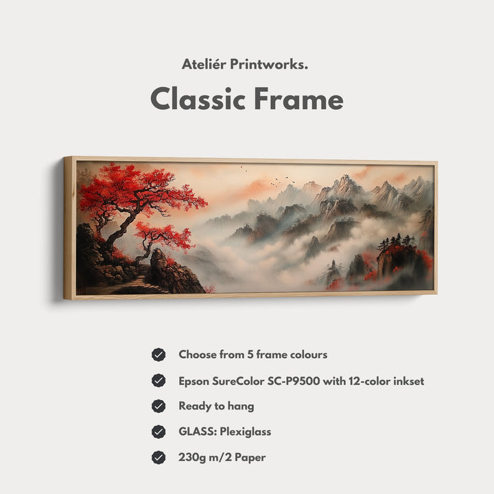 Chinese Landscape Panoramic Wall Art Large Framed Canvas - H0060