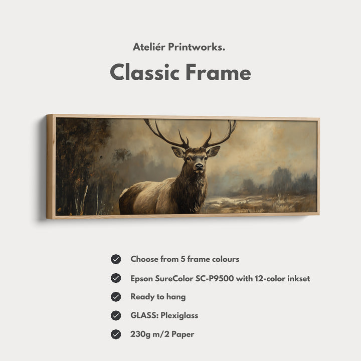 Scottish Stag Horizontal Wall Art Long Canvas Pictures - H0068