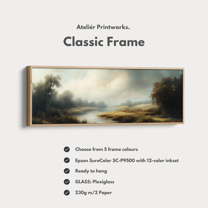 Vintage Landscape Large Horizontal Framed Canvas Wall Art - H0102