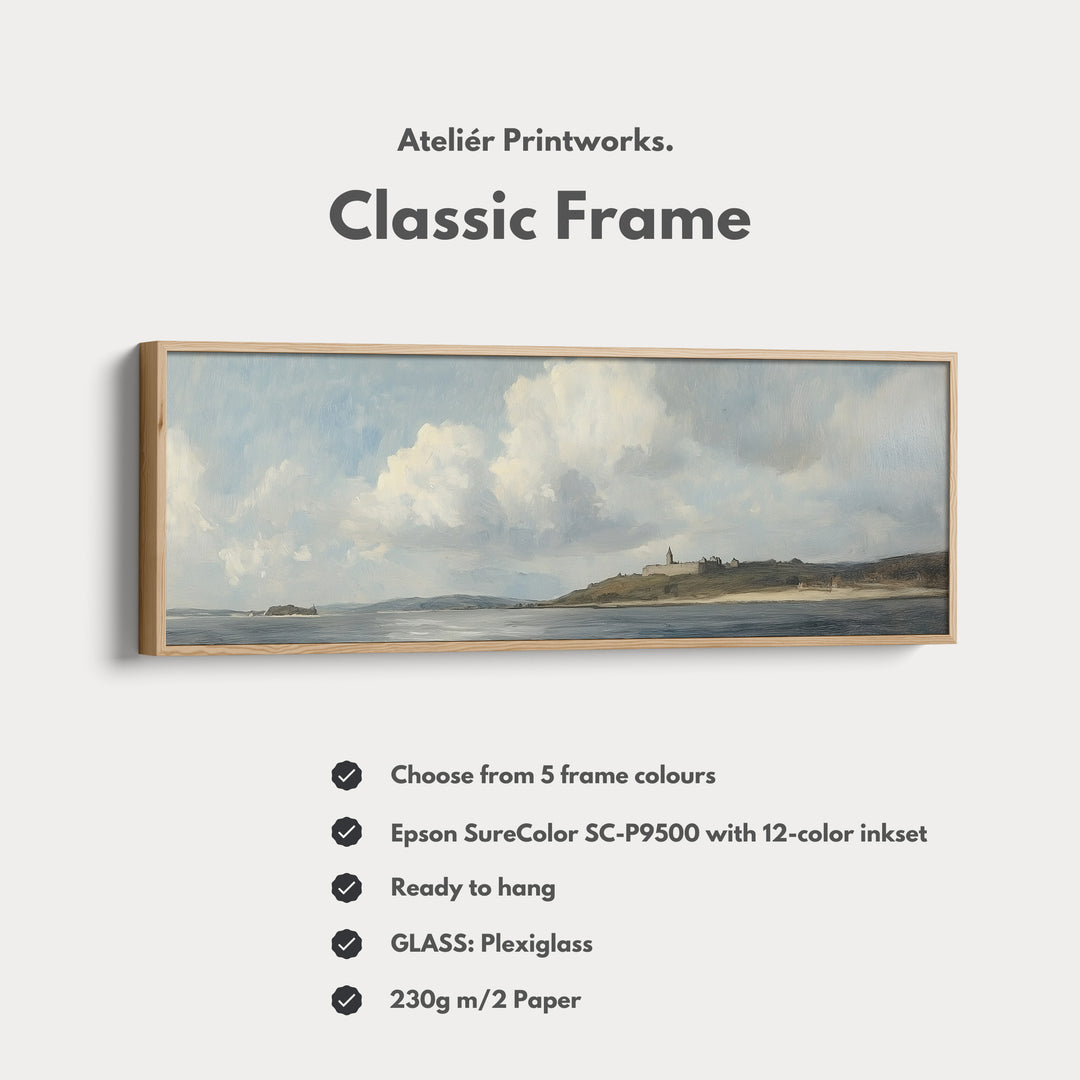 Vintage Landscape Narrow Wide Horizontal Wall Decor Large Framed Canvas - H0115
