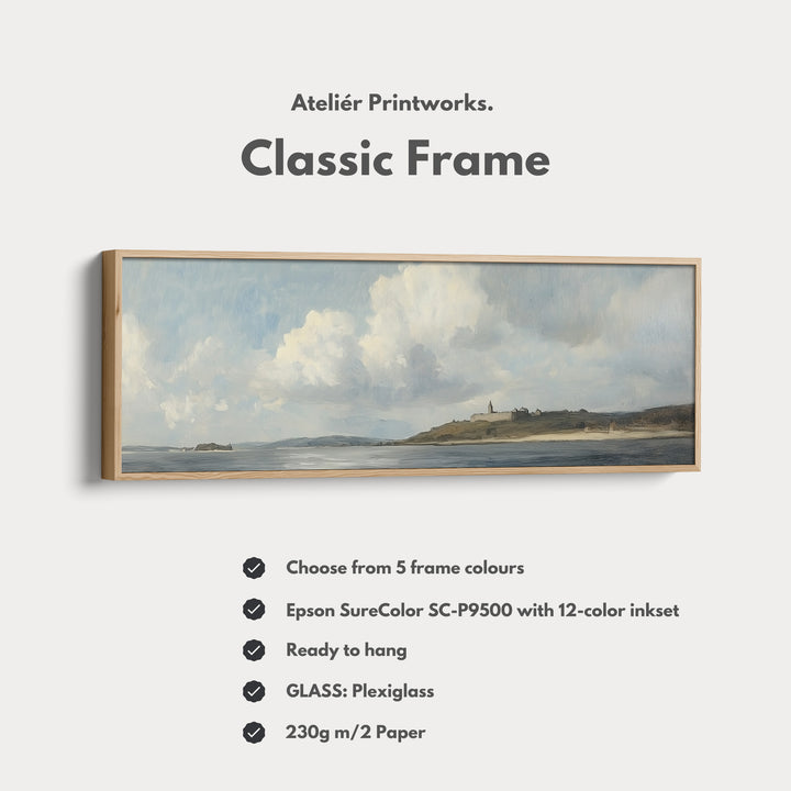 Vintage Landscape Narrow Wide Horizontal Wall Decor Large Framed Canvas - H0115