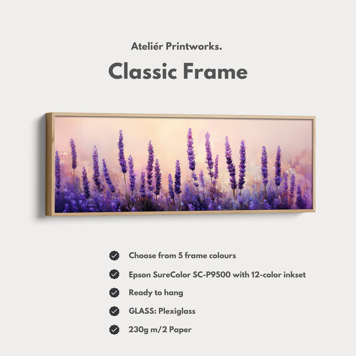 Lavender Field Large Framed Long Canvas Horizontal Wall Art - H0129