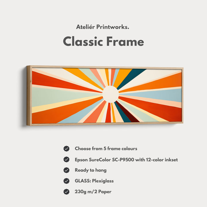 Sunburst Panoramic Framed Canvas Long Wall Art Print - H0134