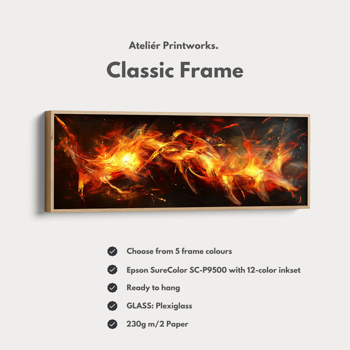 Abstract Flame Long Horizontal Wall Art, Panoramic Wall Art Wide Wall Art - H0135