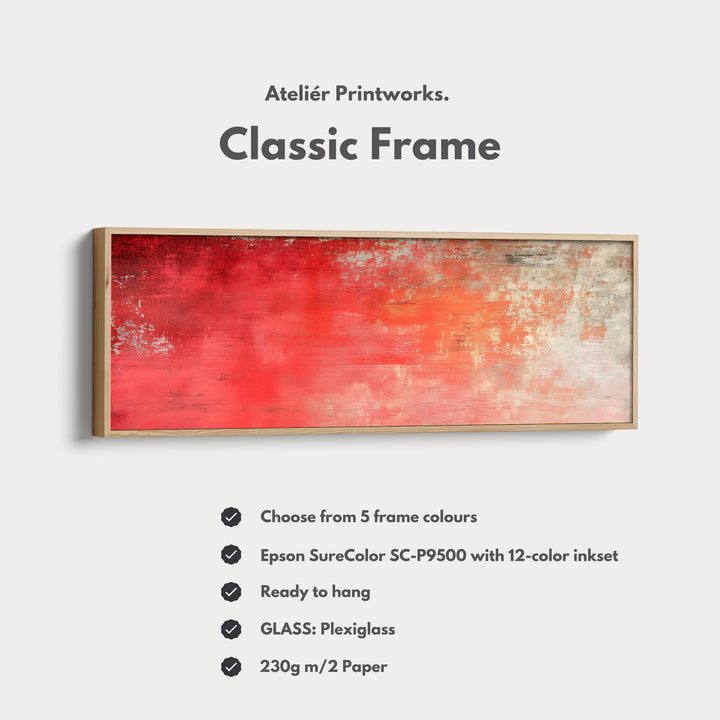 Abstract Red Long Horizontal Wall Art, Panoramic Wall Art Wide Wall Art - H0137