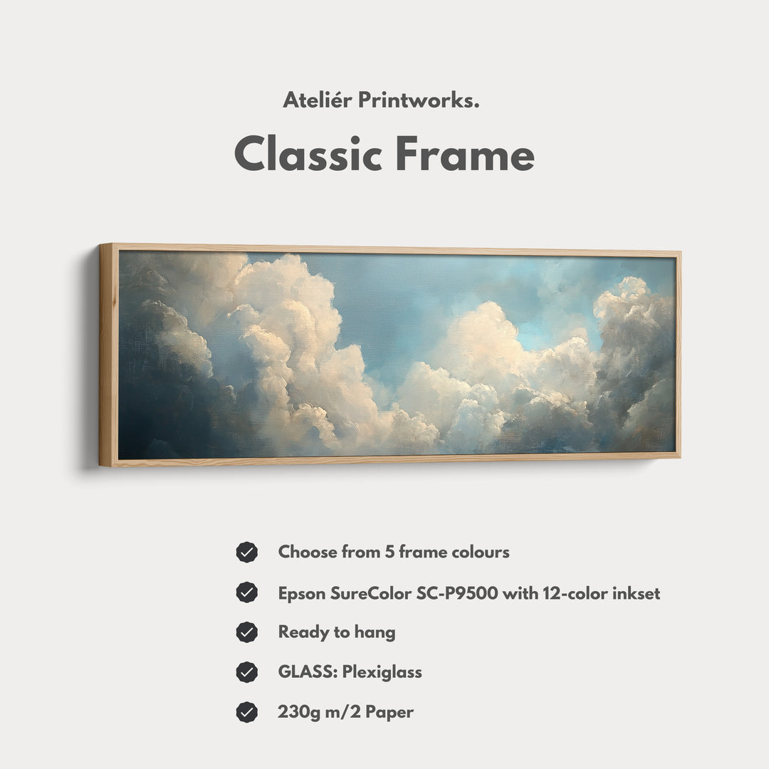 Above Bed Vintage Cloud Wall Decor Long Panoramic Wall Art - H0169