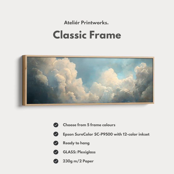 Above Bed Vintage Cloud Wall Decor Long Panoramic Wall Art - H0169