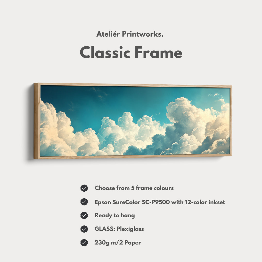 Above Bed Cloud Wall Decor Panoramic Narrow Canvas - H0171