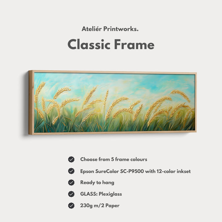 Wheat Field Painting Long Horizontal Above Bed Wall Decor - H0189
