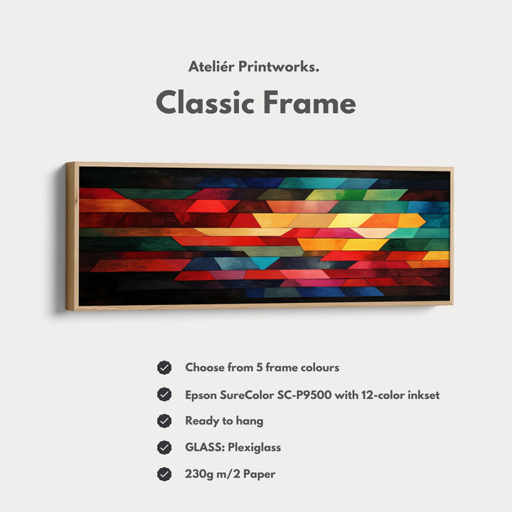 Colorful Geometric Panoramic Large Framed Wall Decor - H0230