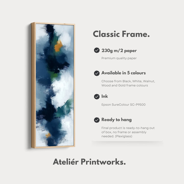 Blue Abstract Long Vertical Large Canvas Wall Decor - V0049