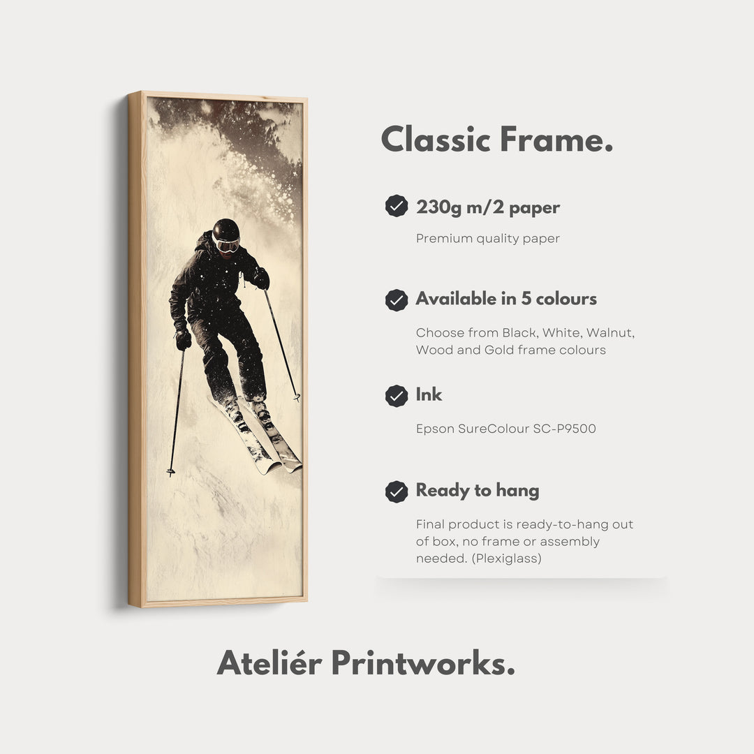 Vintage Ski Long Narrow Vertical Large Canvas Wall Decor - V0111