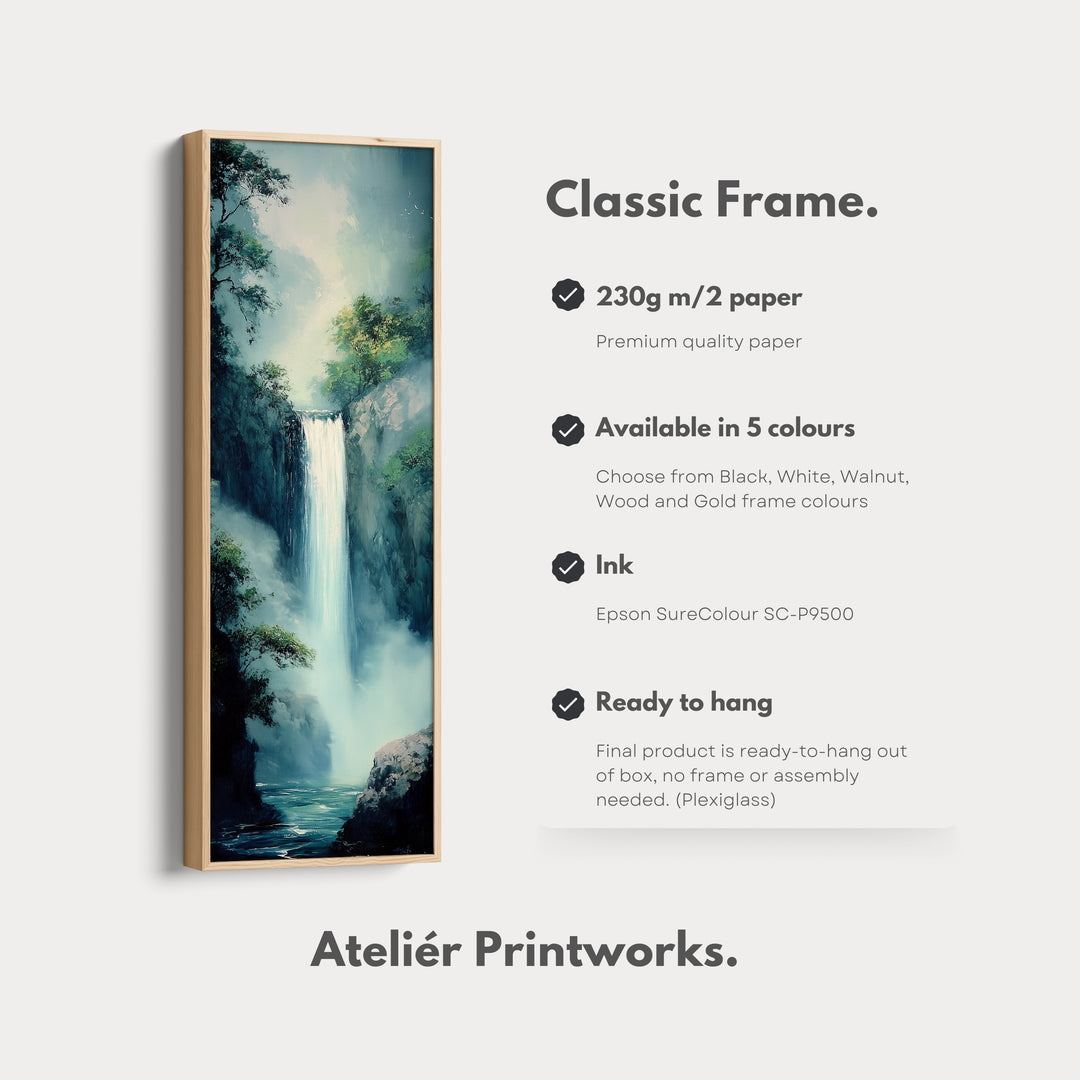 Waterfall Vertical Tall Wall Art Large Framed Canvas - V0118