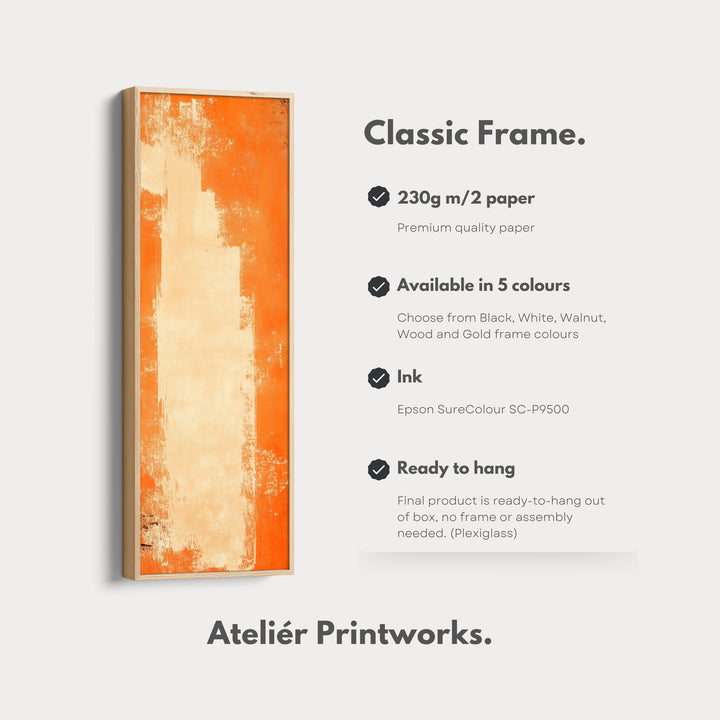 Abstract Orange Living Room Decor Vertical Wall Art - Tall Long Narrow Vertical - V0130