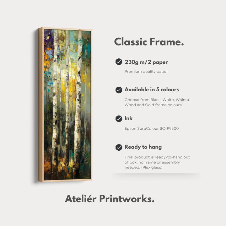 Birch Tree Long Narrow Vertical Wall Art Large Canvas Wall Decor - V0138