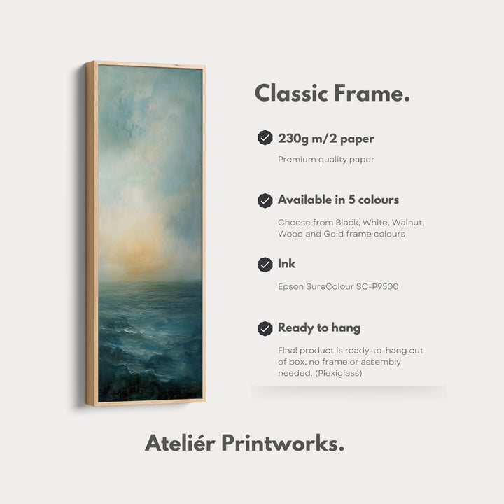 Vintage Neutral Coastal Framed Vertical Long Canvas Wall Art Prints for bedroom - V0140