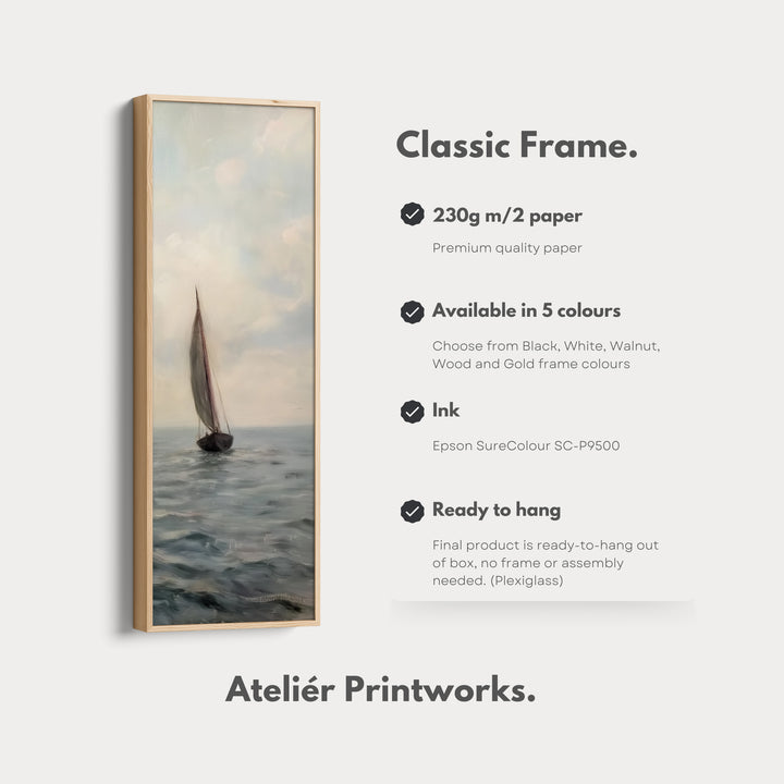 Long Canvas Wall Art Prints for bedroom Vintage Sailboat Framed Vertical - V0143