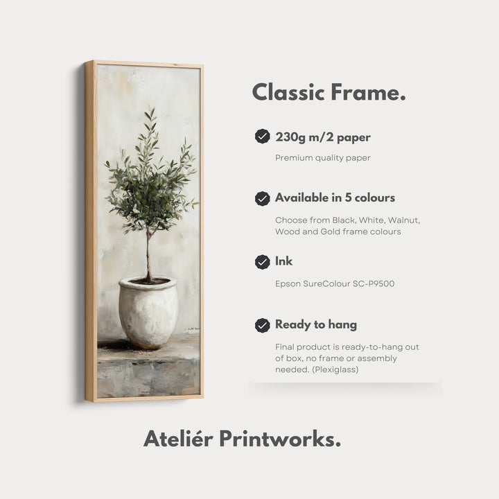 Rustic Olive Tree Long Narrow Vertical Wall Art Canvas - V0153