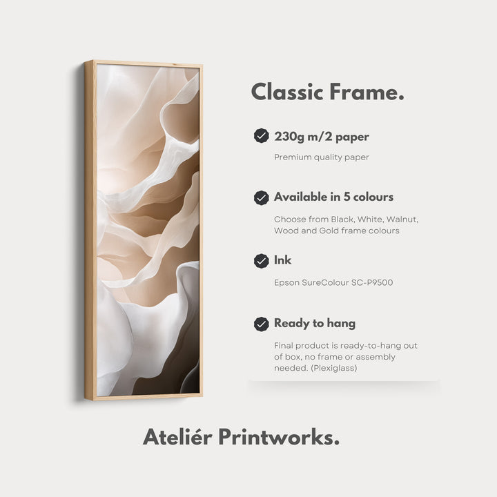 Beige & White Long Narrow Vertical Wall Art Large Canvas Decor - V0156