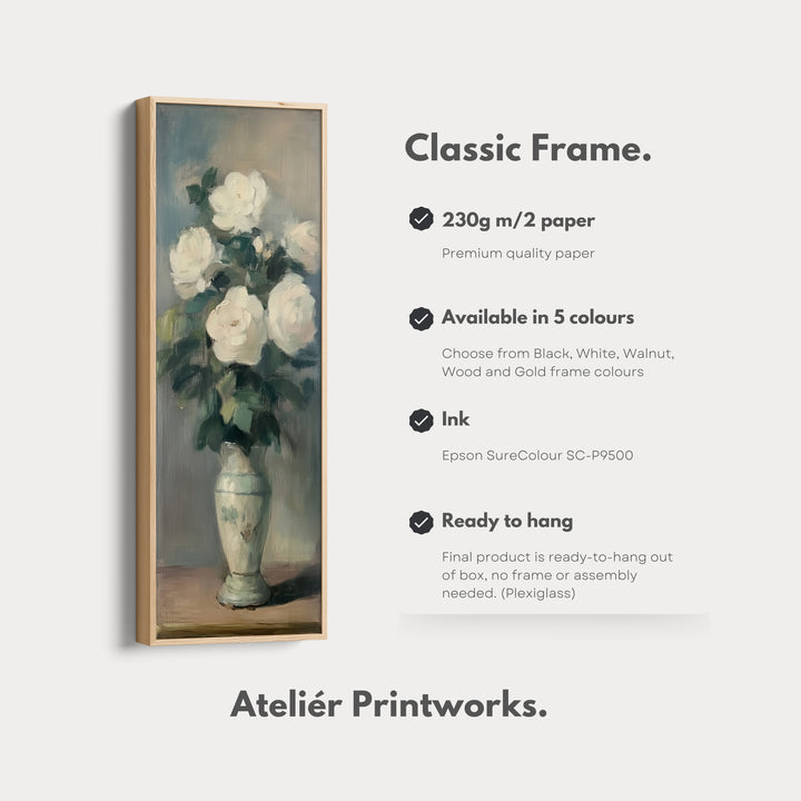Vintage Roses Neutral Framed Canvas Wall Art For Living Room - V0163