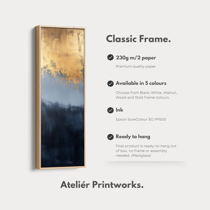 Abstract Gold & Blue Long Vertical Wall Decor - V0171
