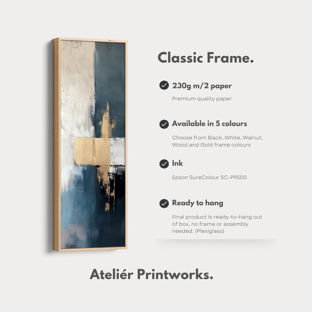 Minimalist Abstract Gold Long Vertical Wall Art - V0174