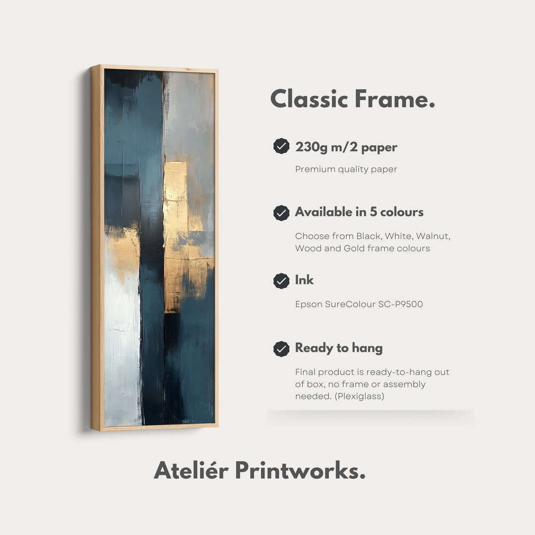 Tall Vertical Framed Canvas Abstract Gold - V0176