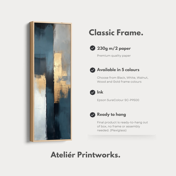 Tall Vertical Framed Canvas Abstract Gold - V0176