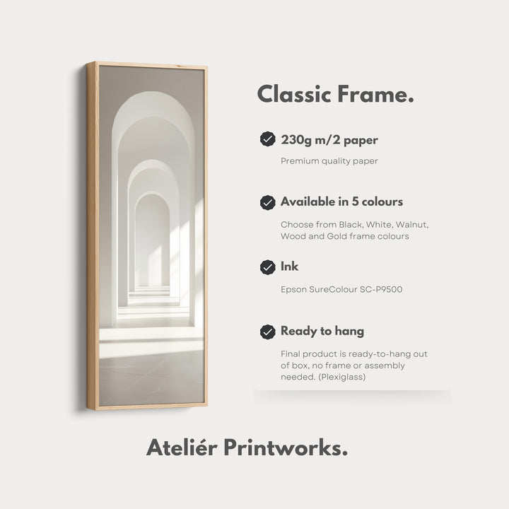 Minimalist White Arch Tall Vertical Framed Canvas Decor - V0180