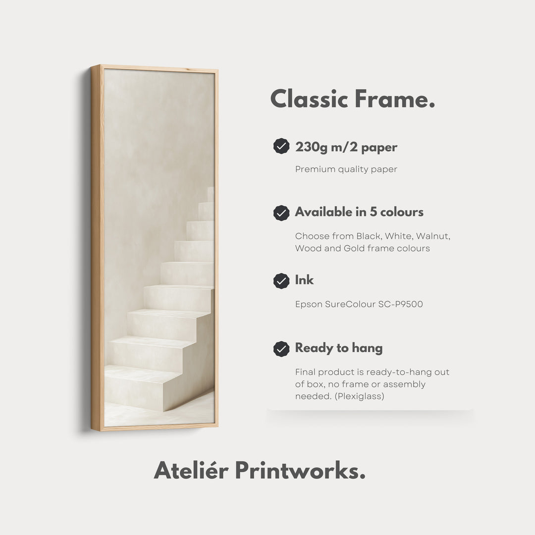 Minimalist Steps Long Tall Vertical Framed Canvas Wall Art - V0181