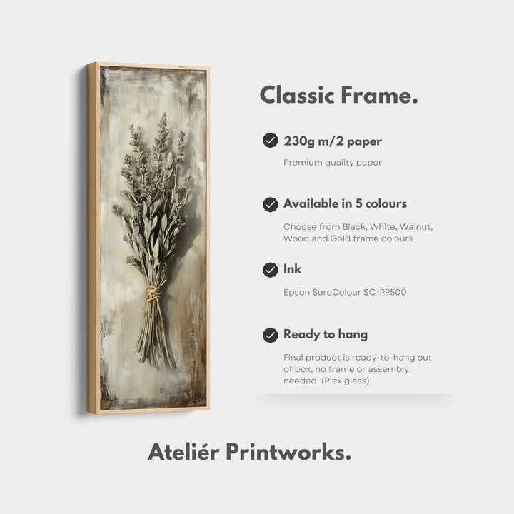 Kitchen Wall Art Long Vertical Framed Canvas Decor Vintage Sage - V0188