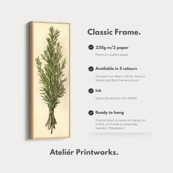 Rosemary Cottagecore Kitchen Wall Art Long Vertical Framed Canvas Decor - V0193