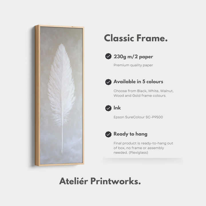 Vertical Wall Art White Feather Bedroom Wall Art - V0244
