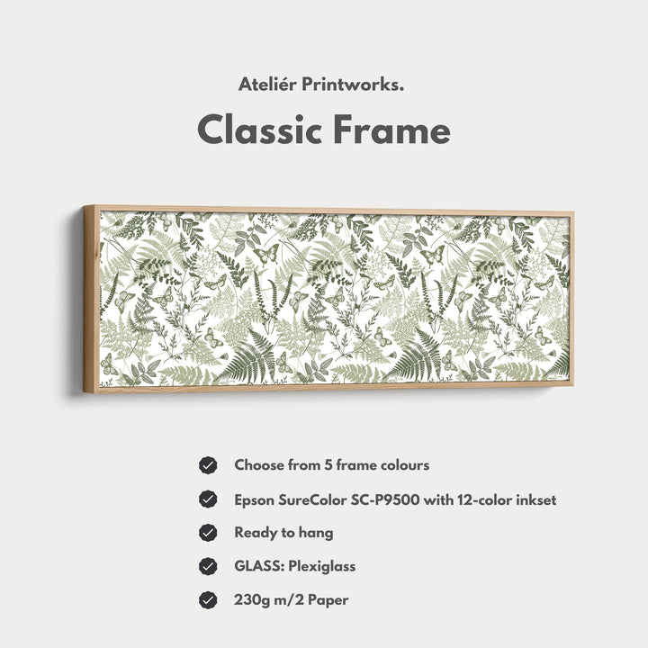 Cottagecore Sage Green Botanical Long Horizontal Wall Art - H0291