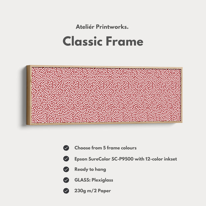 Red & White Coral Pattern Panoramic Wall Decor - H0334