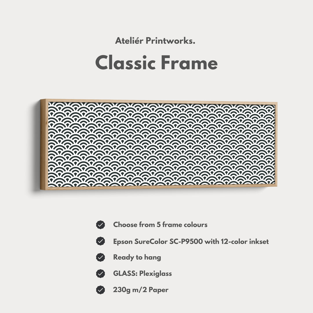 Horizontal Wall Art Black & White Japandi Waves - H0286
