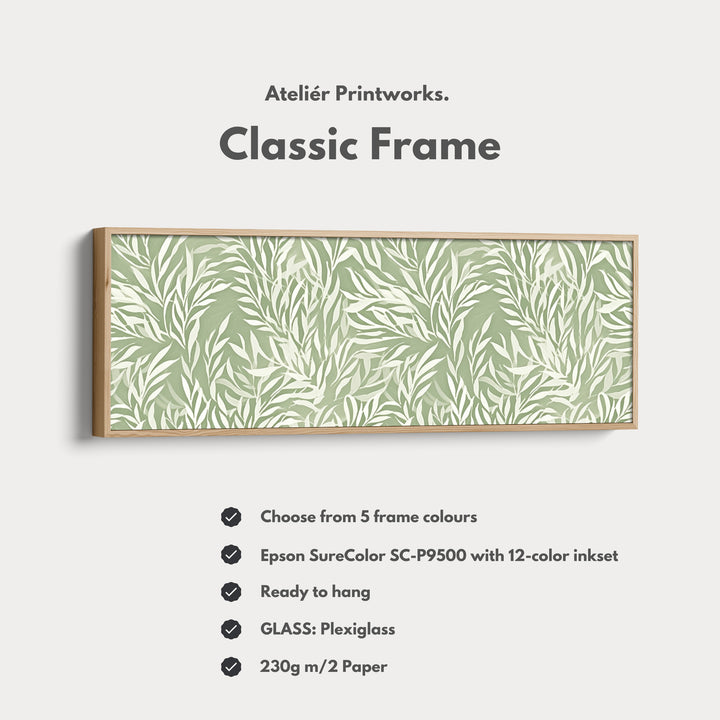 Sage Green Willow Leaves Vertical Long Wall Art - H0330