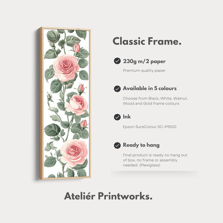 Vintage Pink Floral Tall Skinny Wall Art - V0238