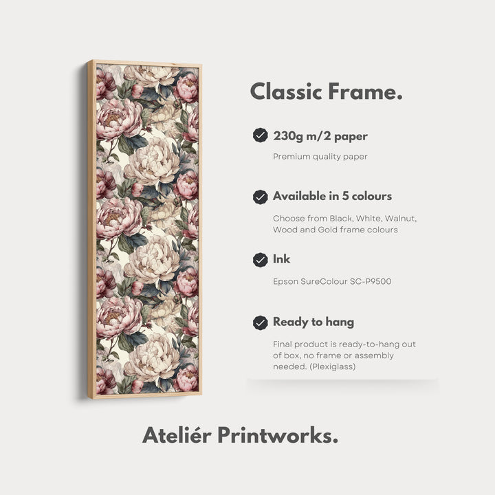 Cottagecore Peony Floral Long Vertical Wall Decor - V0255