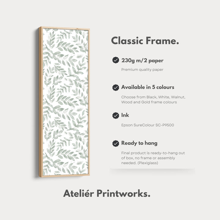 Cottagecore Vintage Sage Green Floral Framed Floral Wall Art - V0261