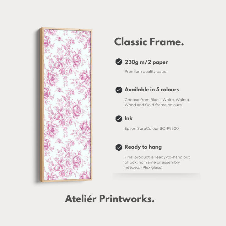 Vertical Floral Long Wall Art Pink Peonies - V0272
